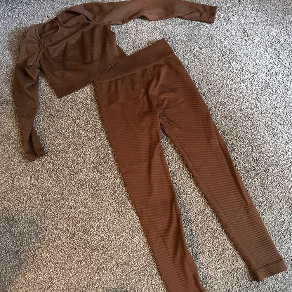 Brown Two Piece Workout Set
